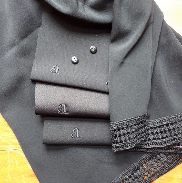 black fabric swatches