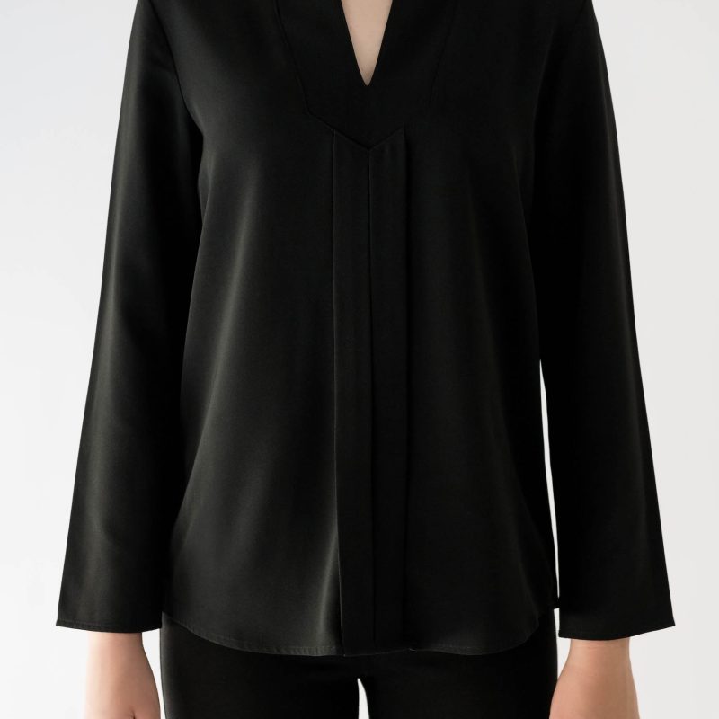 black long sleeve blouse close up