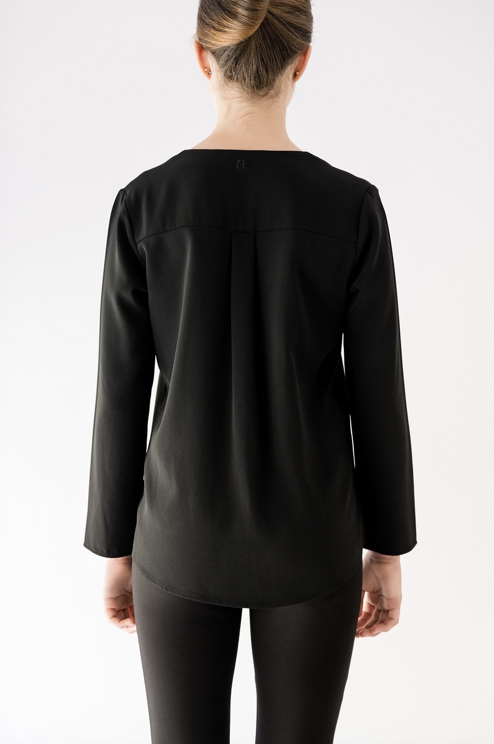 back iew of long sleeve black blouse