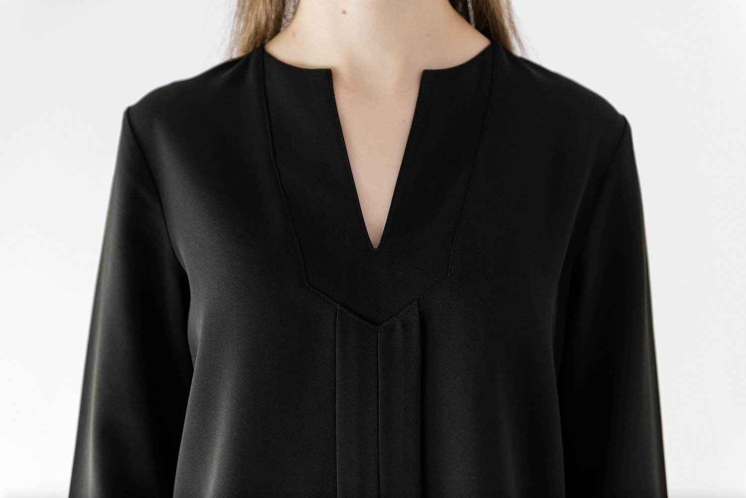 v neck detail long sleeve blouse