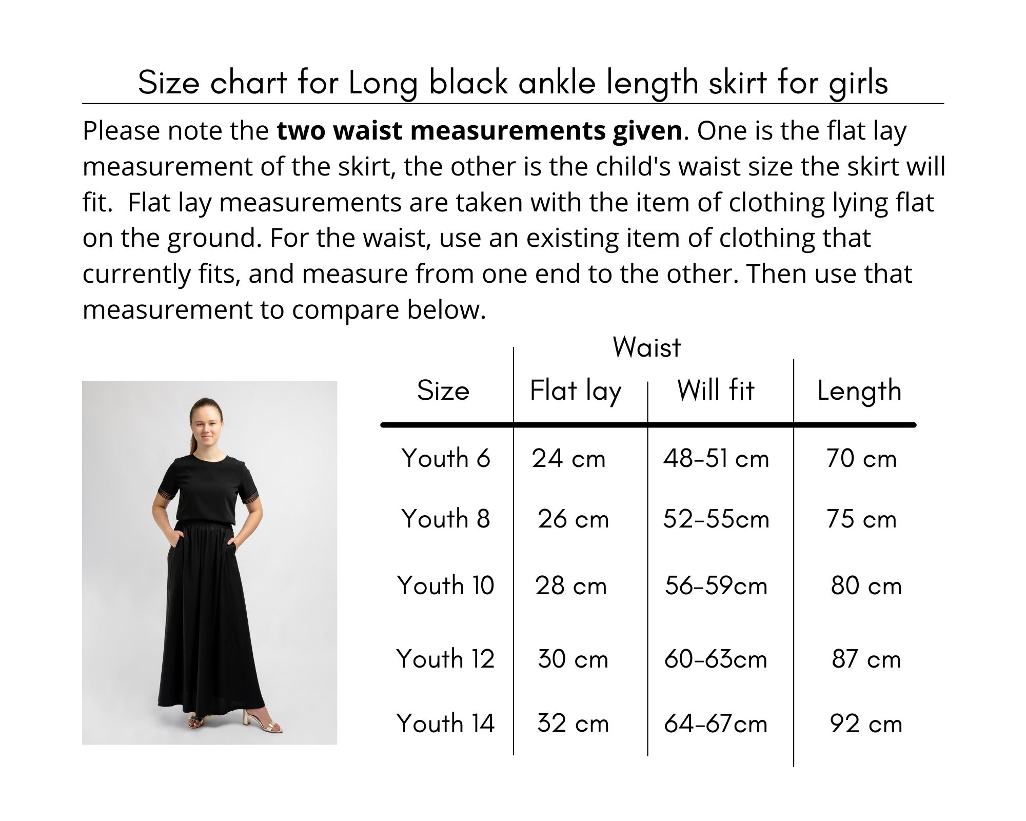 Long black ankle length skirt for girls - Image 3