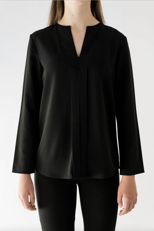 black long sleeve blouse close up