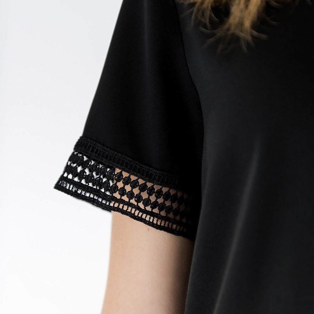 close up of lace detail on sleeve