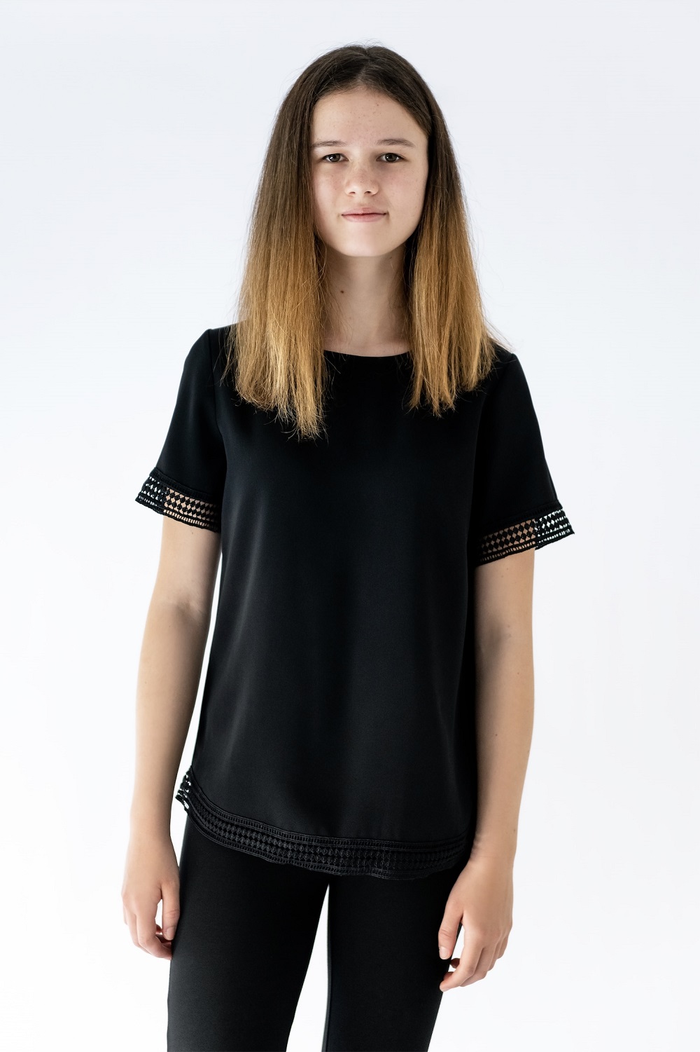 girls black blouse | short sleeve 